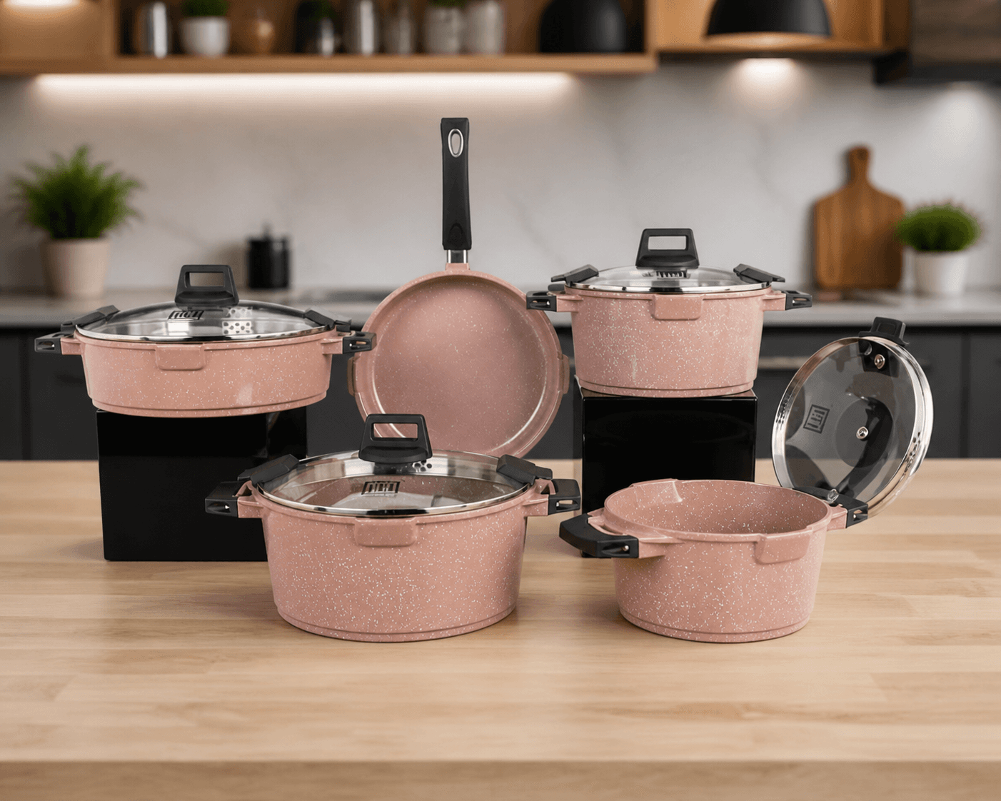 Luxury Ceramic Cooking Pot Set ( 5pcs Mint Green)